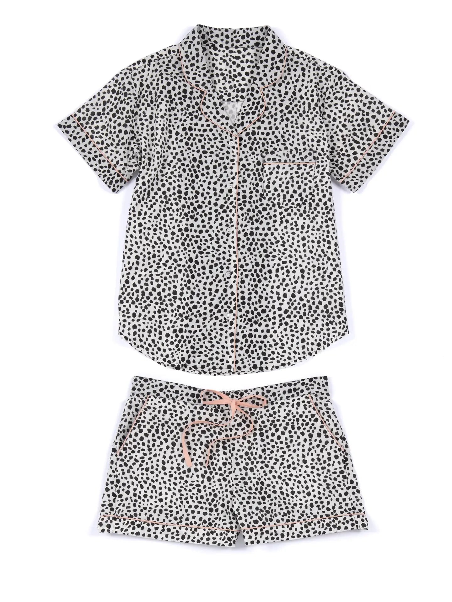 Sleepy Rose Spot Print Pj Set, Black