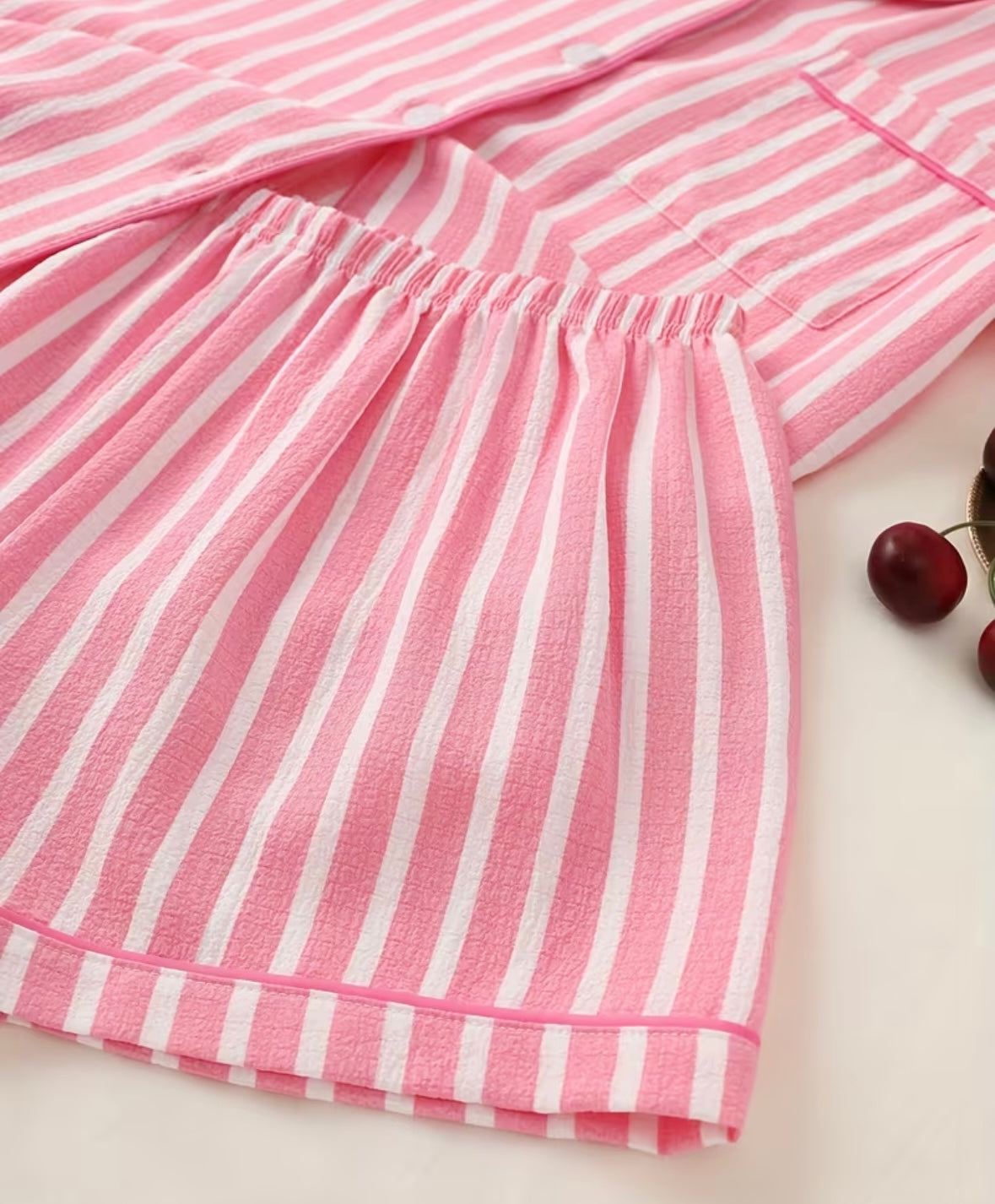 π Pretty in Pink PJ Set with Small Stripes