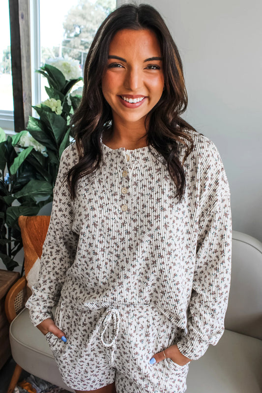 Sleepy Rose Floral Print Long Sleeve Knit 2 Piece Set