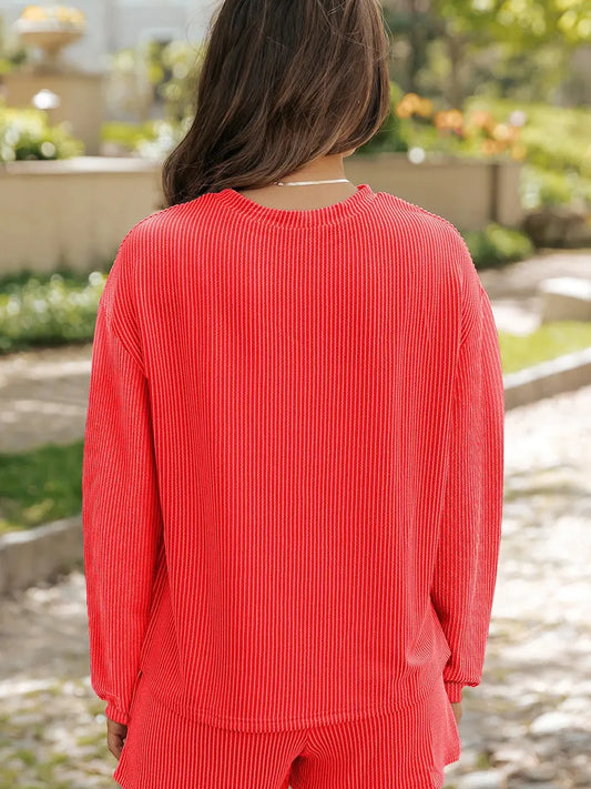 Corded Merry Christmas Letter Long Sleeve and Shorts Set