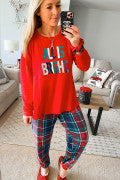 Christmas Pjs all is bright graphic Christmas plaid pajamas set