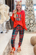 Christmas Pjs all is bright graphic Christmas plaid pajamas set