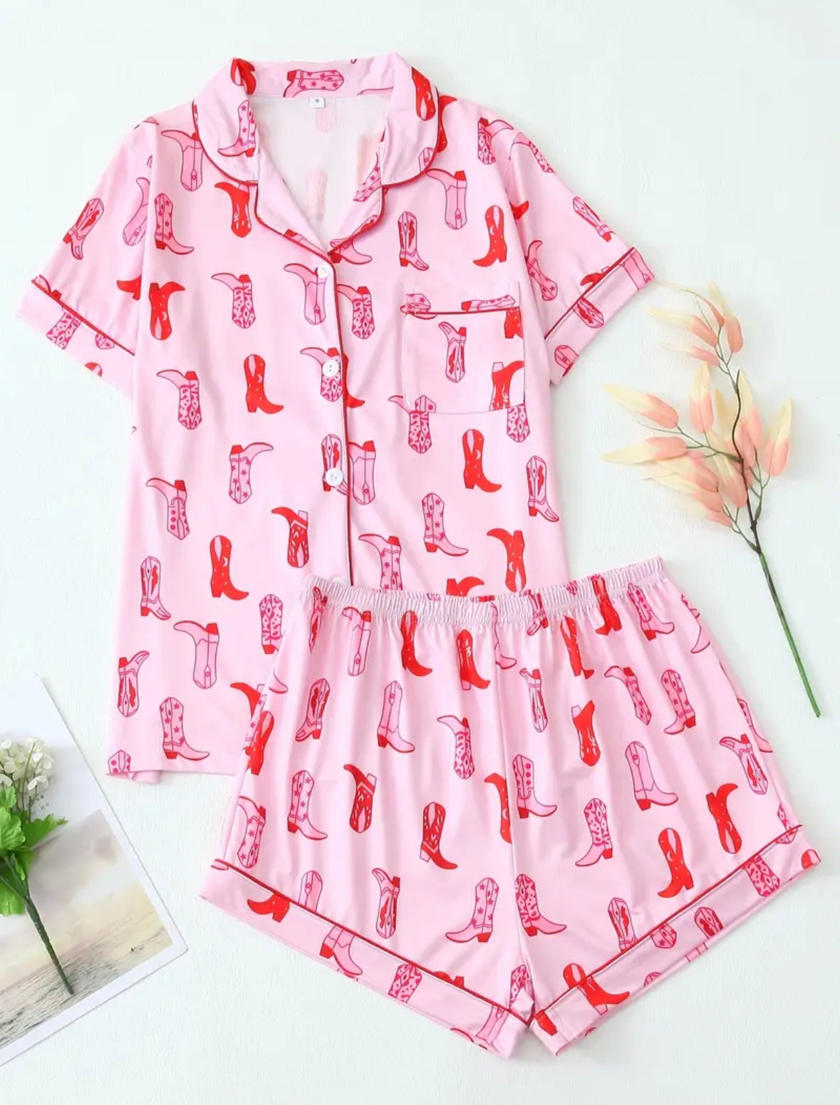 Pink Cowboy Boot 2 piece Pj Set
