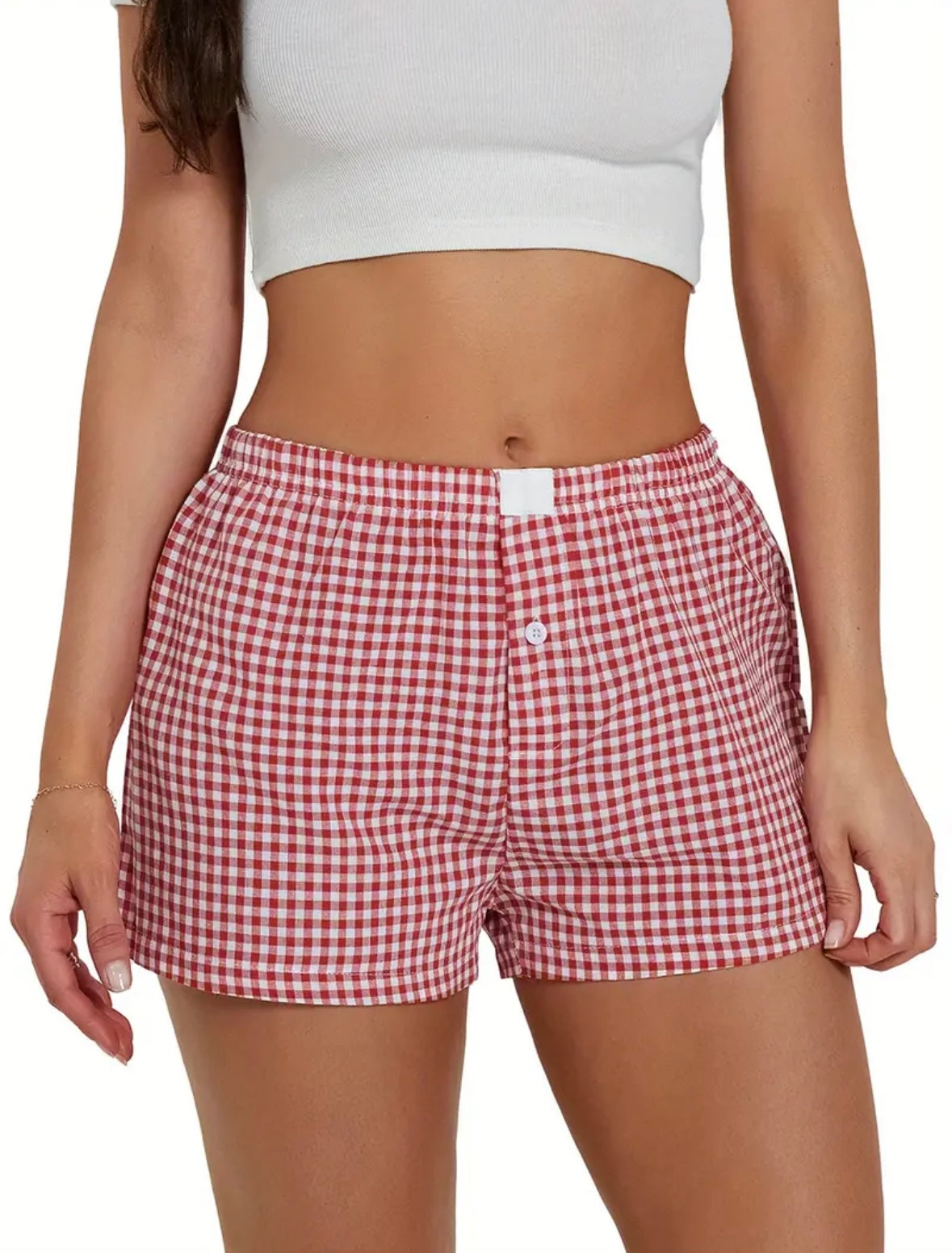 Red and White Gingham Shorts