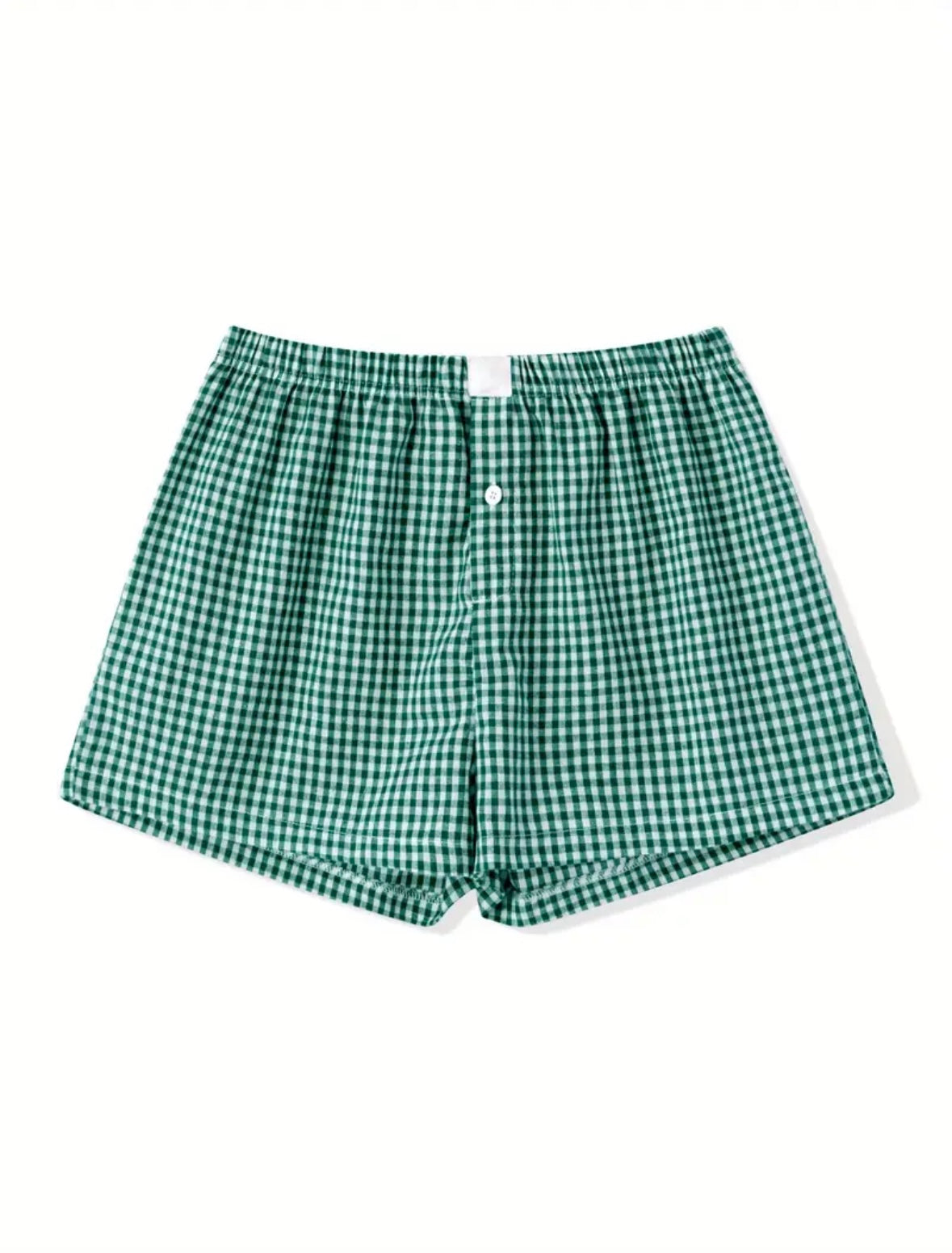Green and White Gingham Shorts