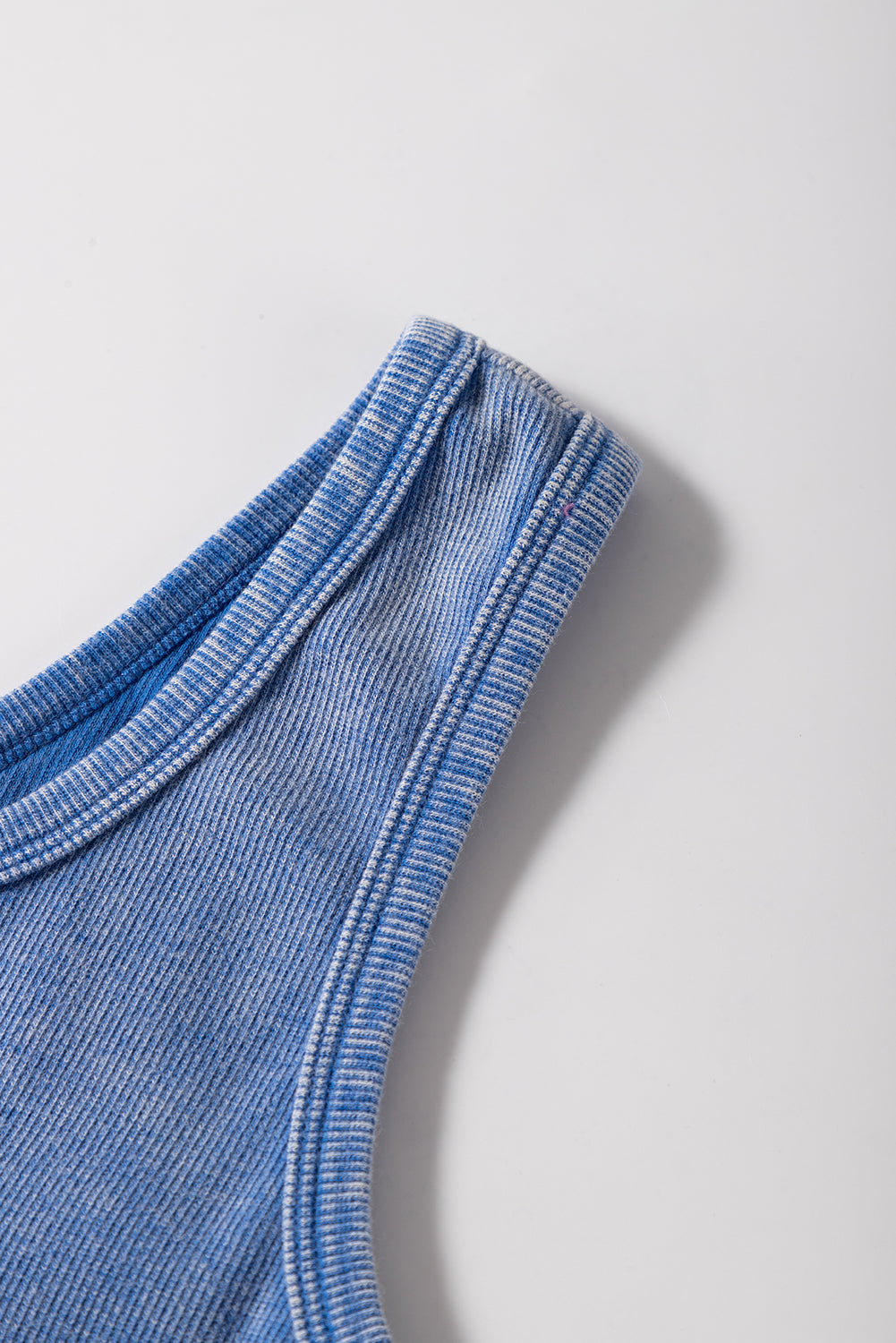 Mineral Wash Sky Blue Ribbed Tank Top