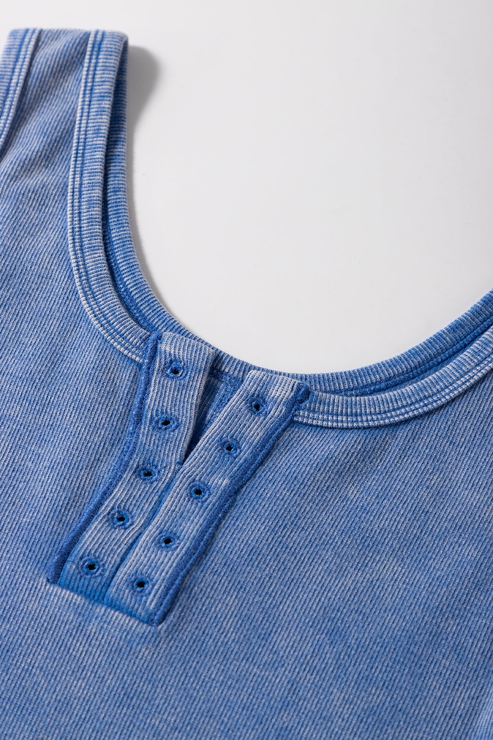 Mineral Wash Sky Blue Ribbed Tank Top