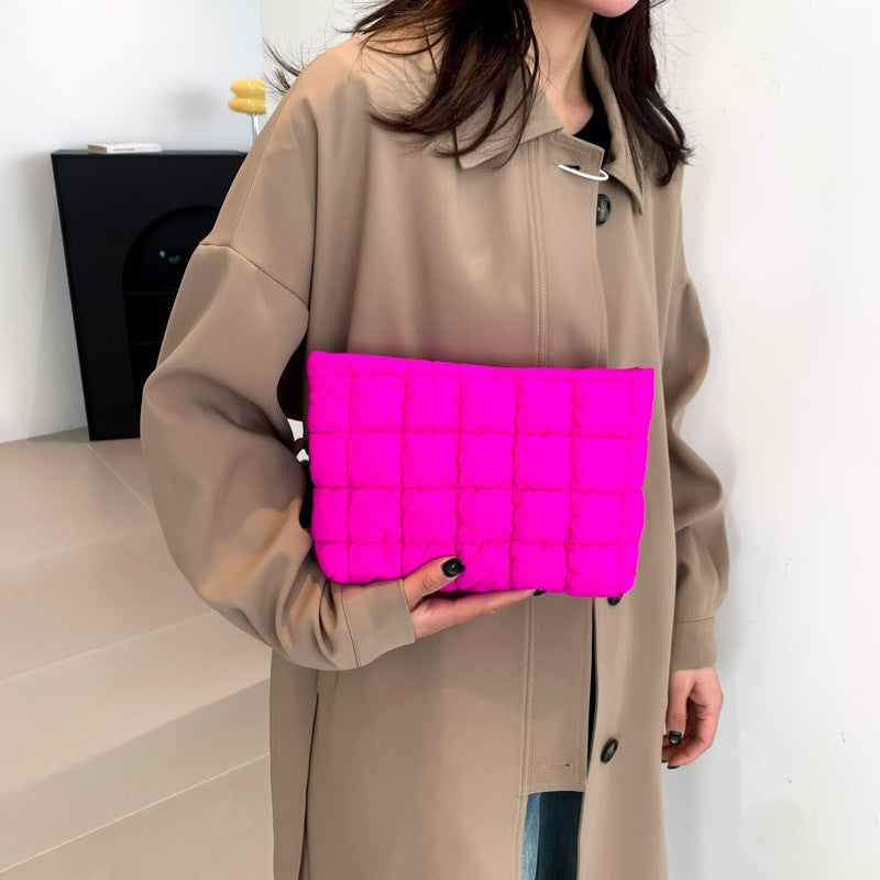 Quilted Puffy Cosmetic Makeup Pouch Clutch Bag